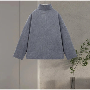 Women's Double-Breasted High Neck Short Jacket