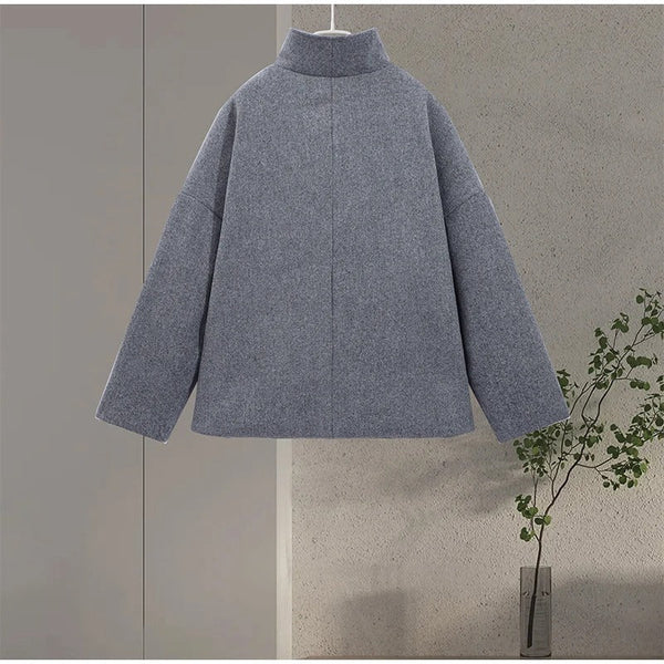 Women's Double-Breasted High Neck Short Jacket