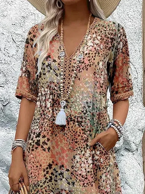 Vibrant Knee-Length Dress with Chic Elegance