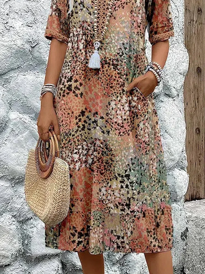Vibrant Knee-Length Dress with Chic Elegance