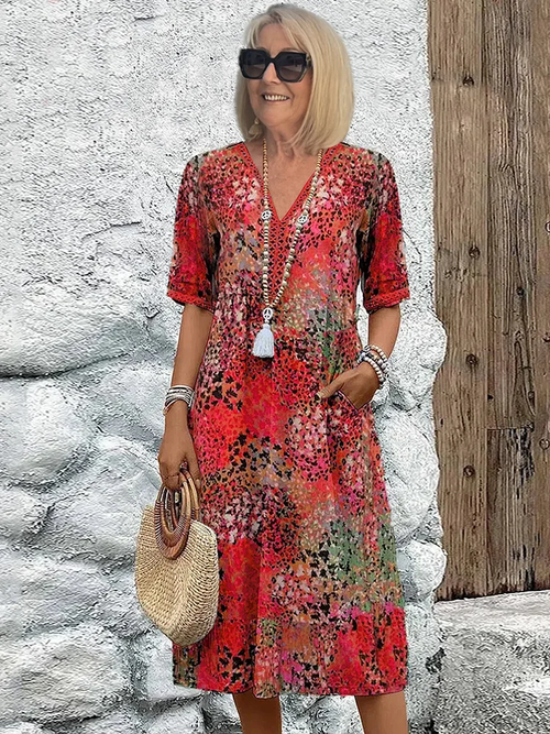 Women’s Printed Boho Midi Dress