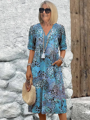 Vibrant Knee-Length Dress with Chic Elegance