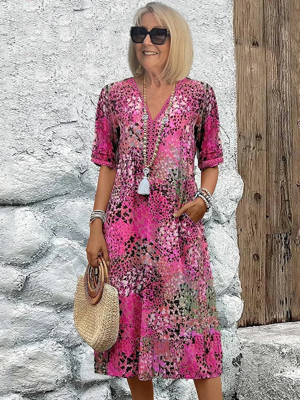 Vibrant Knee-Length Dress with Chic Elegance