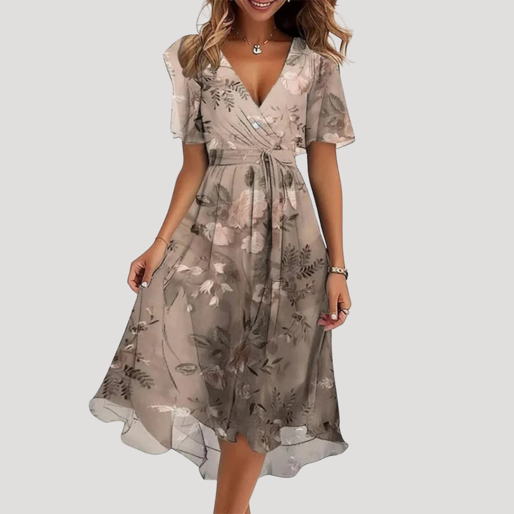Women's Floral Wrap Midi Dress