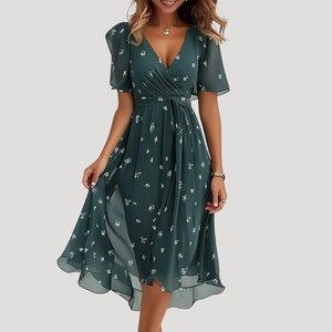Women's Floral Wrap Midi Dress