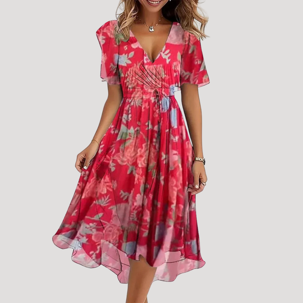 Women's Floral Wrap Midi Dress