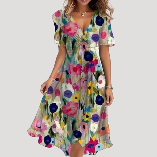 Women's Floral Wrap Midi Dress