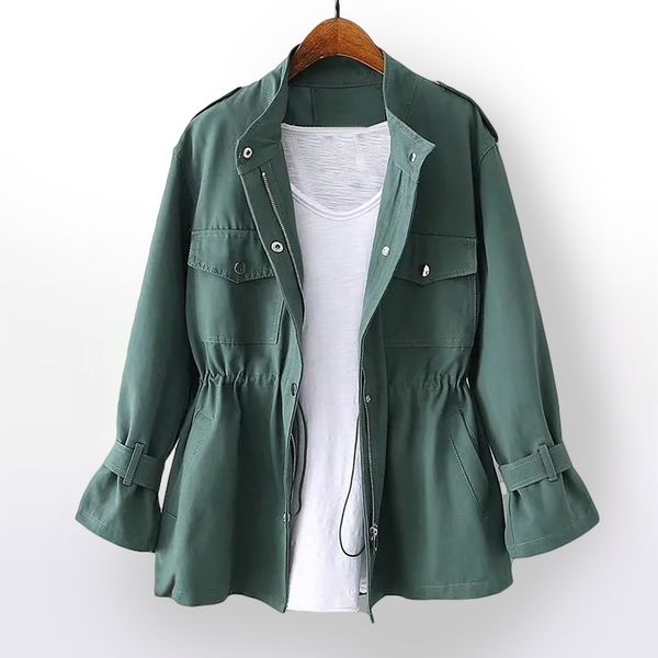 Blazer casual para mujer con estilo utilitario y cintura ajustable con cordón