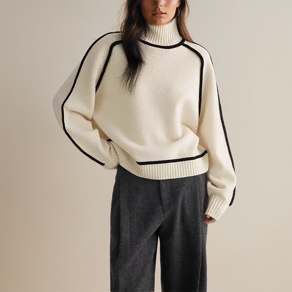 Women's Mock Neck Balloon Sleeve Knit Sweater