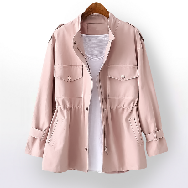 Blazer casual para mujer con estilo utilitario y cintura ajustable con cordón