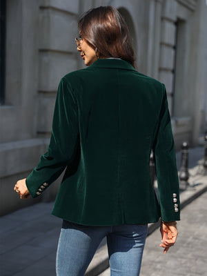 Velvet Blazer Tailored Single-Button Coat for Women