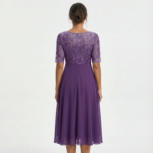 Women's Lace Midi Dress with Half-Sleeves