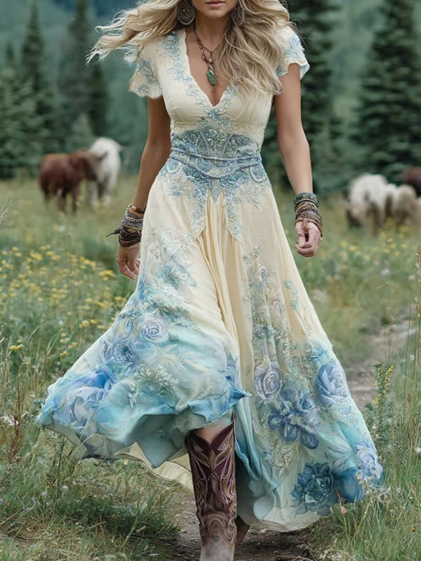 Vestido maxi bohemio floral para mujer