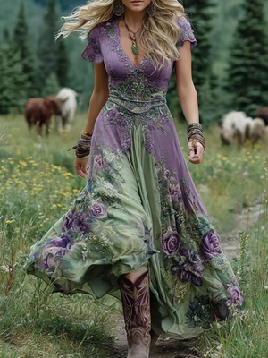 Vestido maxi bohemio floral para mujer