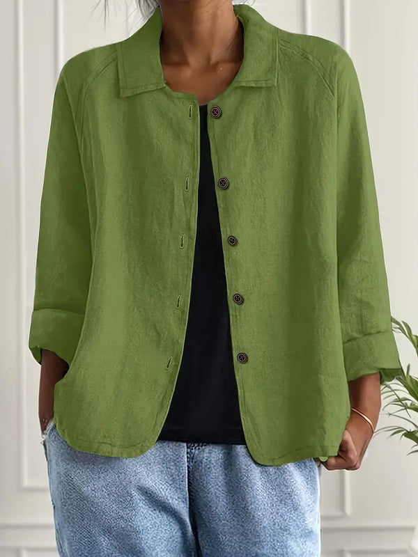 Women's Casual Button-Front Collared Blouse