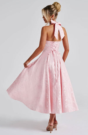 Women's Halter Neck Fit and Flare Midi Dress