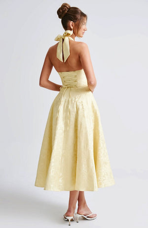 Women's Halter Neck Fit and Flare Midi Dress