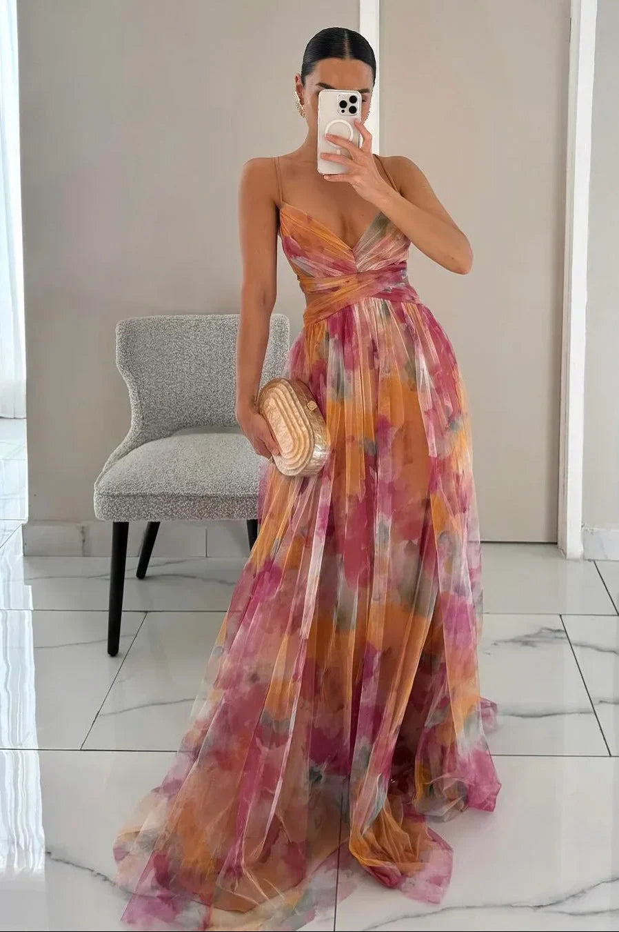 Vestido maxi chic para mujer con capas texturizadas