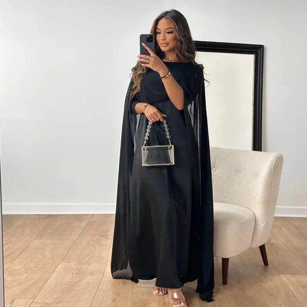 Women’s Flowing Cape Sleeve Maxi Dress