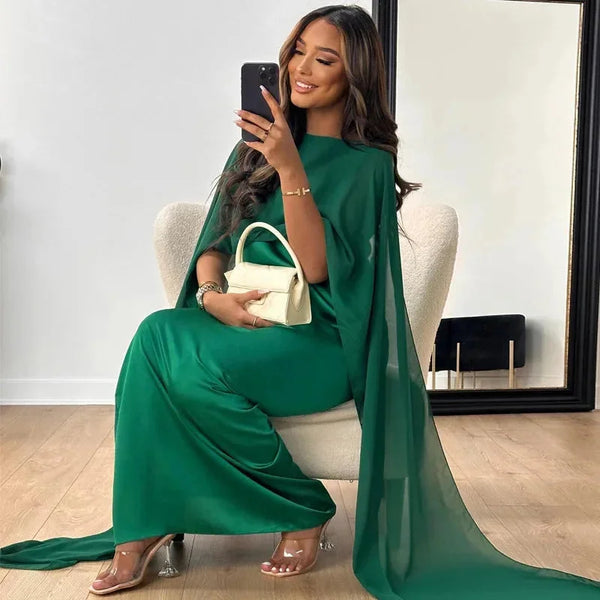 Women’s Flowing Cape Sleeve Maxi Dress