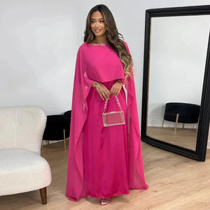 Women’s Flowing Cape Sleeve Maxi Dress