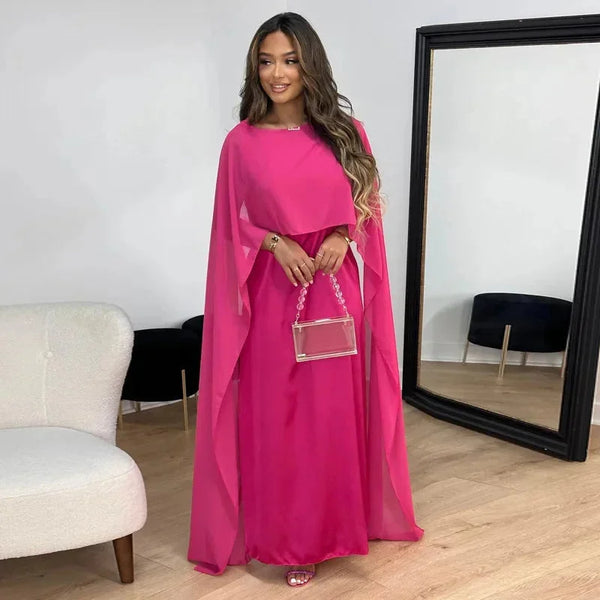 Women’s Flowing Cape Sleeve Maxi Dress