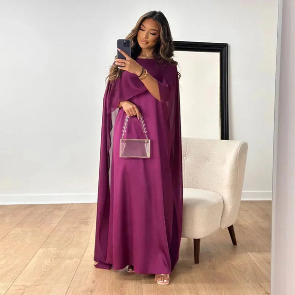 Women’s Flowing Cape Sleeve Maxi Dress