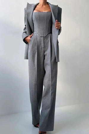 Fitted Three-Piece Women’s Set with Tailored Top