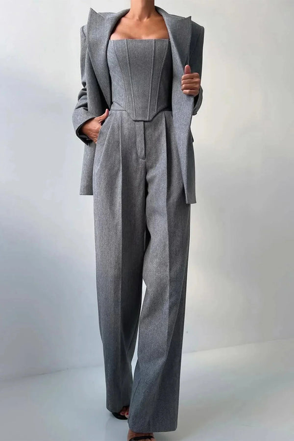 Fitted Three-Piece Women’s Set with Tailored Top