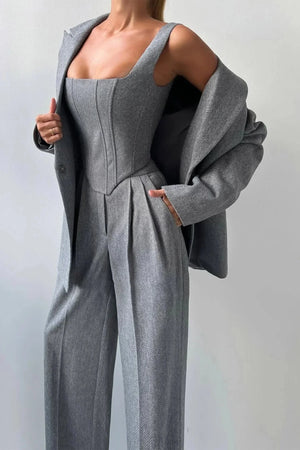 Fitted Three-Piece Women’s Set with Tailored Top