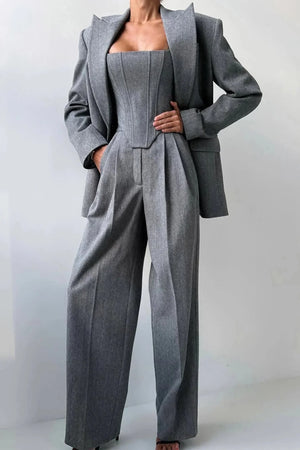 Fitted Three-Piece Women’s Set with Tailored Top