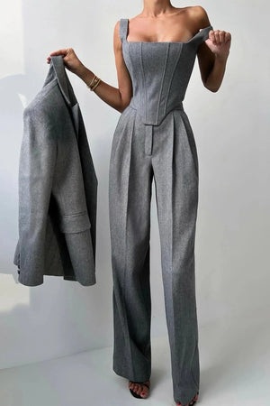 Fitted Three-Piece Women’s Set with Tailored Top