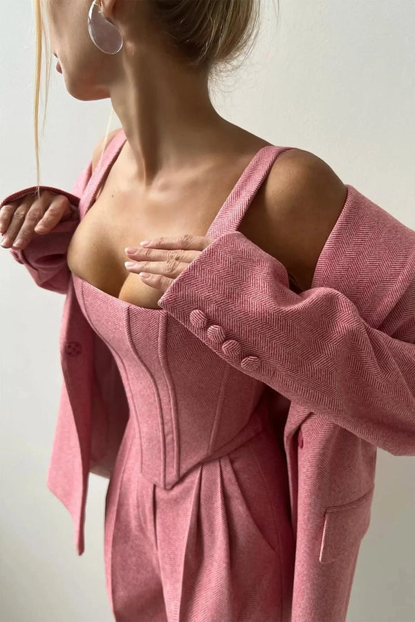 Fitted Three-Piece Women’s Set with Tailored Top
