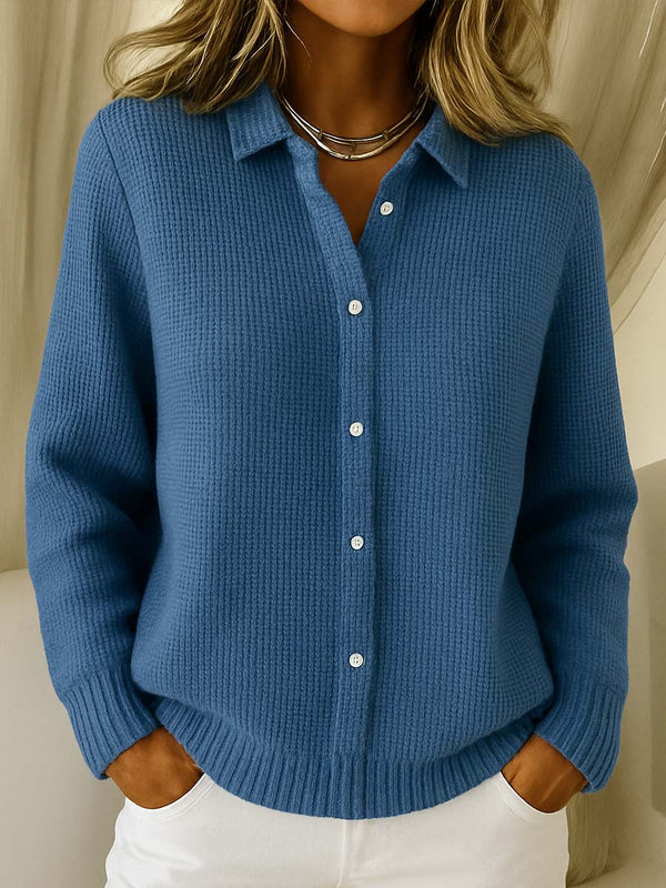 Women’s Casual Knit Button-Up Collared Sweater