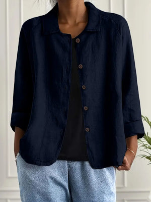 Women's Casual Button-Front Collared Blouse