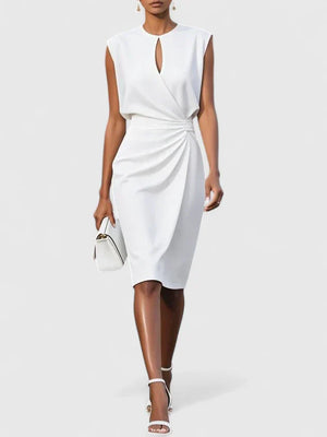 Women’s Elegant Ruched Sheath Cocktail Midi Dress