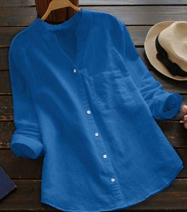 Camisa de manga larga para mujer con botones y ajuste relajado