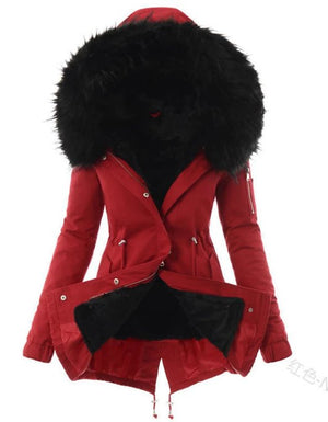 Women's Hooded Winter Parka Jacket with Faux Fur Trim