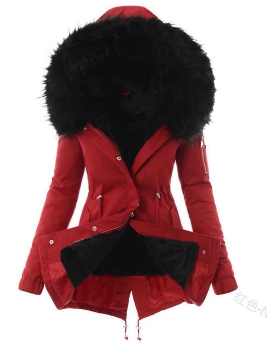 Women's Hooded Winter Parka Jacket with Faux Fur Trim
