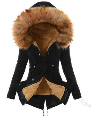 Women's Hooded Winter Parka Jacket with Faux Fur Trim