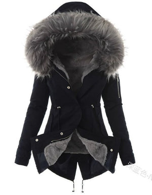 Women's Hooded Winter Parka Jacket with Faux Fur Trim