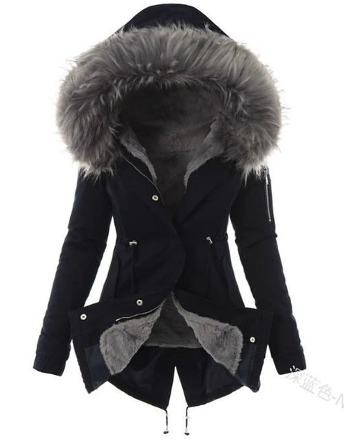 Women's Hooded Winter Parka Jacket with Faux Fur Trim