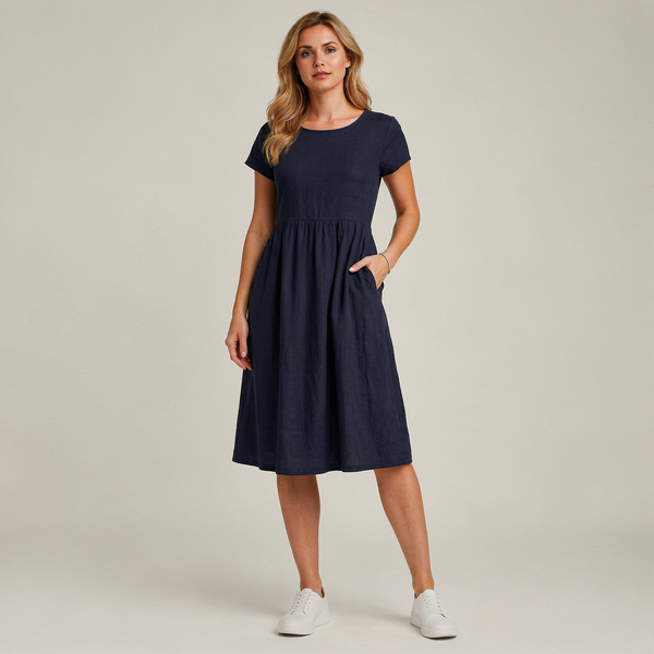 Women’s A-Line Summer Midi Dress with Pockets