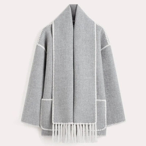Women's Fringe Trim Open Front Coat