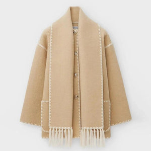 Women's Fringe Trim Open Front Coat