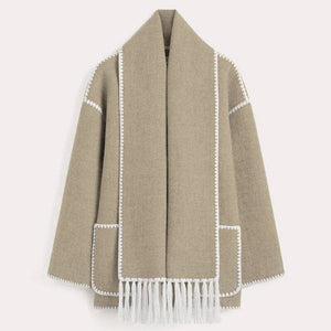 Women's Elegant Scarf Coat with Layered Winter Style
