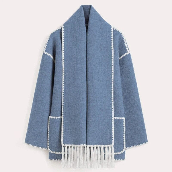 Women's Fringe Trim Open Front Coat