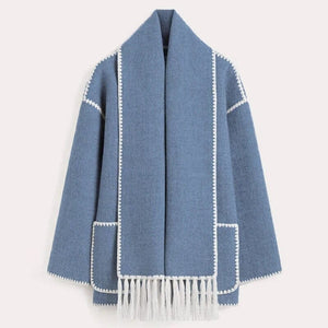 Women's Elegant Scarf Coat with Layered Winter Style