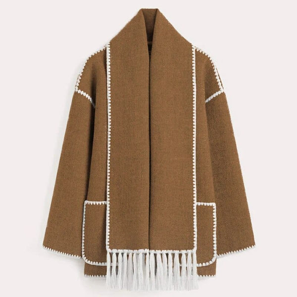 Women's Fringe Trim Open Front Coat