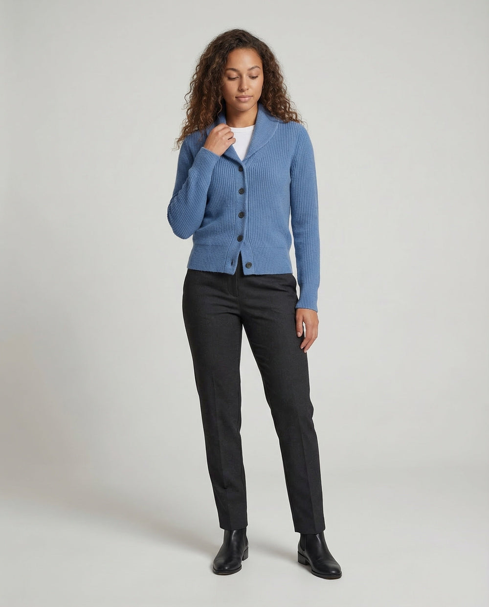 Women's Knit Cardigan with Lapel Collar